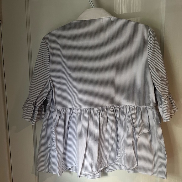 Kate Spade Broome Street collection button down top navy/white stripe size med - Picture 2 of 3